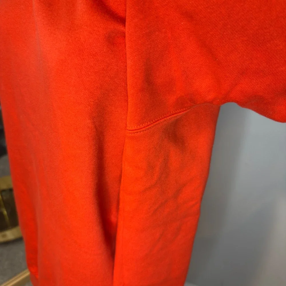 The North Face Mens‎ Red Orange Tonal Logo Pullover Fleece Hoodie Sweatshirt Lge